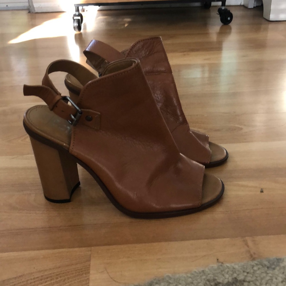 Tan leather booties